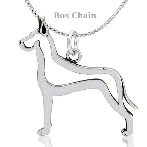 Sterling Silver Great Dane Cropped Ears Body Necklace