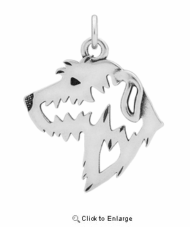 Sterling Silver Irish Wolfhound Head Necklace