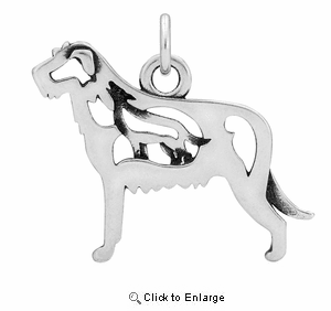 Sterling Silver Irish Wolfhound W/Wolf Body Necklace