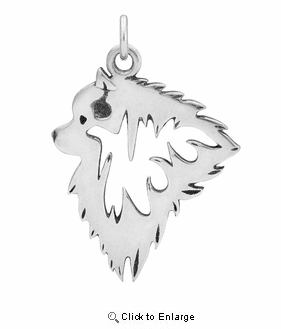Sterling Silver Keeshond Head Necklace