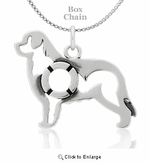 Sterling Silver Newfoundland W/Life Preserver Necklace