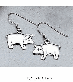 Sterling Silver Pig Earrings