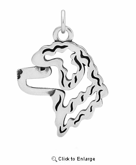 Sterling Silver Portuguese Water Dog Head Necklace