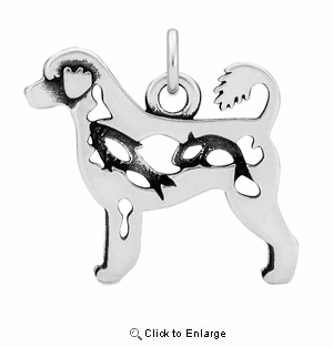 Sterling Silver Portuguese Water Dog Retriever Cut Body Necklace