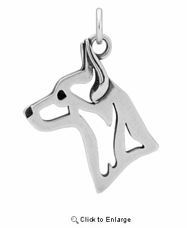 Sterling Silver Rat Terrier Head Necklace