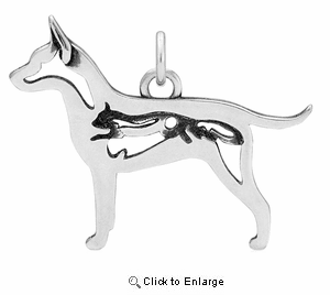 Sterling Silver Rat Terrier W/Squirrel Body Necklace