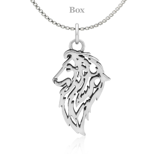 Sterling Silver Shetland Sheepdog Head Necklace
