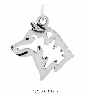 Sterling Silver Shiba Inu Head Necklace