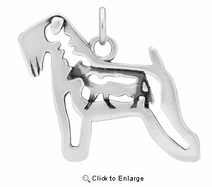 Sterling Silver Soft Coated Wheaten Terrier W/Cow Body Necklace