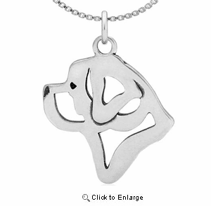 Sterling Silver St. Bernard Head Necklace
