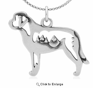 Sterling Silver St. Bernard W/Mountain Body Necklace