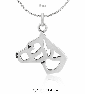 Sterling Silver Staffordshire Bull Terrier Cropped Ears Necklace
