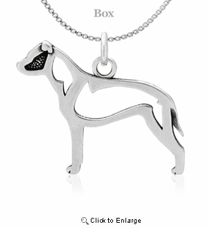 Sterling Silver Staffordshire Bull Terrier Natural Ears Body Necklace