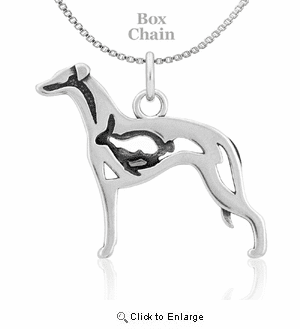Sterling Silver Whippet W/Bunny Necklace