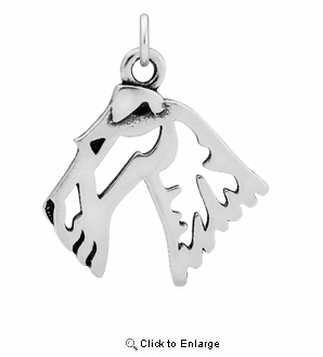 Sterling Silver Wire Fox Terrier Head Necklace