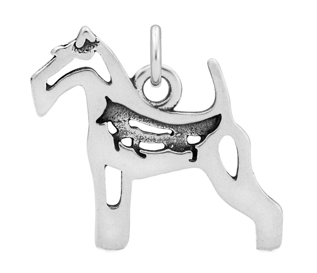 Sterling Silver Wire Fox Terrier W/Fox Body Necklace