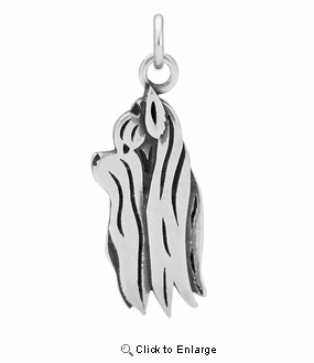 Sterling Silver Yorkshire Terrier Show Cut Head Necklace