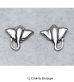 Stingray Earrings Sterling Silver Stud