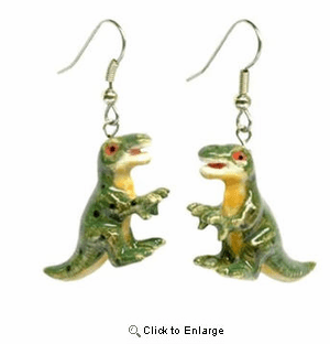 T-Rex Dino Porcelain Earrings