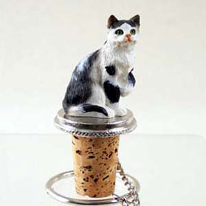 Black and White Cat Bottle Stopper