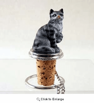 Tabby Cat Bottle Stopper (Silver)