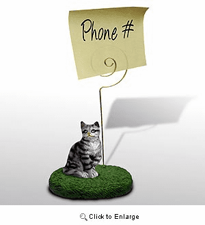 Tabby Cat Note Holder (Silver)