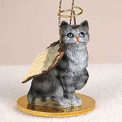 Tabby Cat Angel Ornament Silver Shorthaired