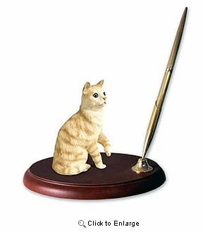 Tabby Cat Pen Holder (Red)