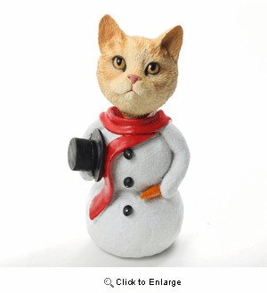 Tabby Cat Red Snowman Christmas Decoration