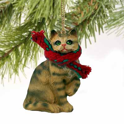 Tabby Cat Tiny One Christmas Ornament Brown Shorthaired