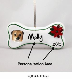 Tibetan Spaniel Personalized Dog Bone Christmas Ornament