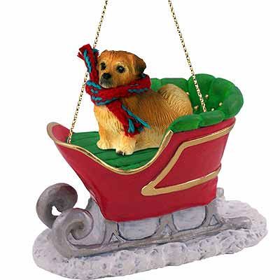 Tibetan Spaniel Sleigh Ride Christmas Ornament