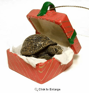 Turtle Gift Box Red Christmas Ornament