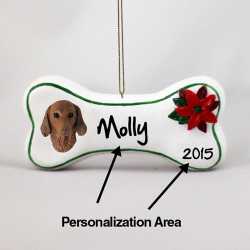 Vizsla Personalized Dog Bone Christmas Ornament