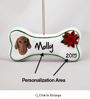 Vizsla Personalized Dog Bone Christmas Ornament