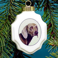 Weimaraner Christmas Ornament Porcelain