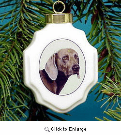 Weimaraner Christmas Ornament Porcelain