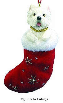 West Highland Terrier Christmas Stocking Ornament