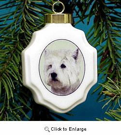 Westie Christmas Ornament Porcelain