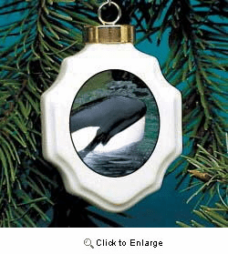 Whale Christmas Ornament Porcelain