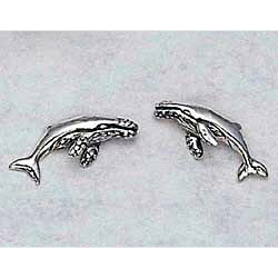 Humpback Whale Earrings Sterling Silver Stud