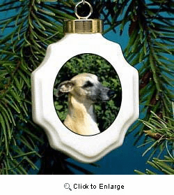 Whippet Christmas Ornament Porcelain