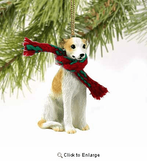 Whippet Tiny One Christmas Ornament Tan-White
