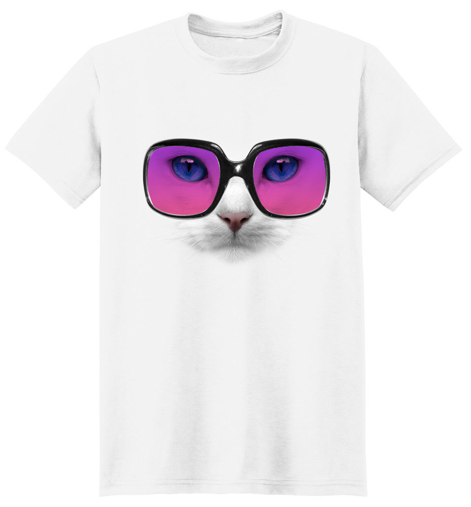 White Cat T Shirt Sunglasses Cat