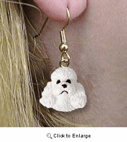 White Poodle Authentic Earrings