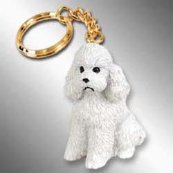 White Poodle Keychain