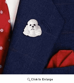 White Poodle Pin Hand Painted Resin