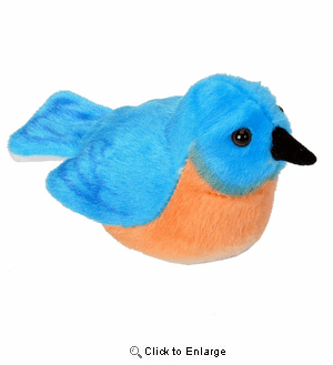 Wild Republic Audubon Birds "Eastern Bluebird" Plush Stuffed Bird with Authentic Bird Sound 5"