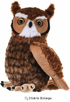 Wild Republic "Great Horned Owl" Plush Stuffed Animal Cuddlekins 12"