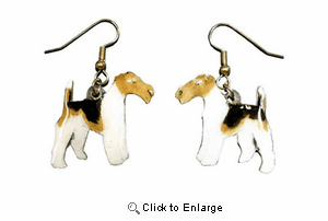 Wire Fox Terrier Earrings Hand Painted Acrylic